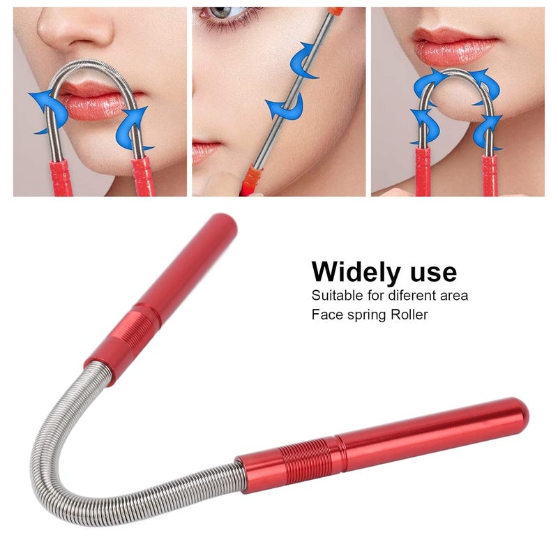 كلاراكو أداة إزالة شعر الوجه من الفولاذ المقاوم للصدأ، 3 ألوان، أداة تجميل شعر الوجه بالخيط الزنبركي للوجه والشفة العليا والذقن والخدين (أحمر) - Image 4
