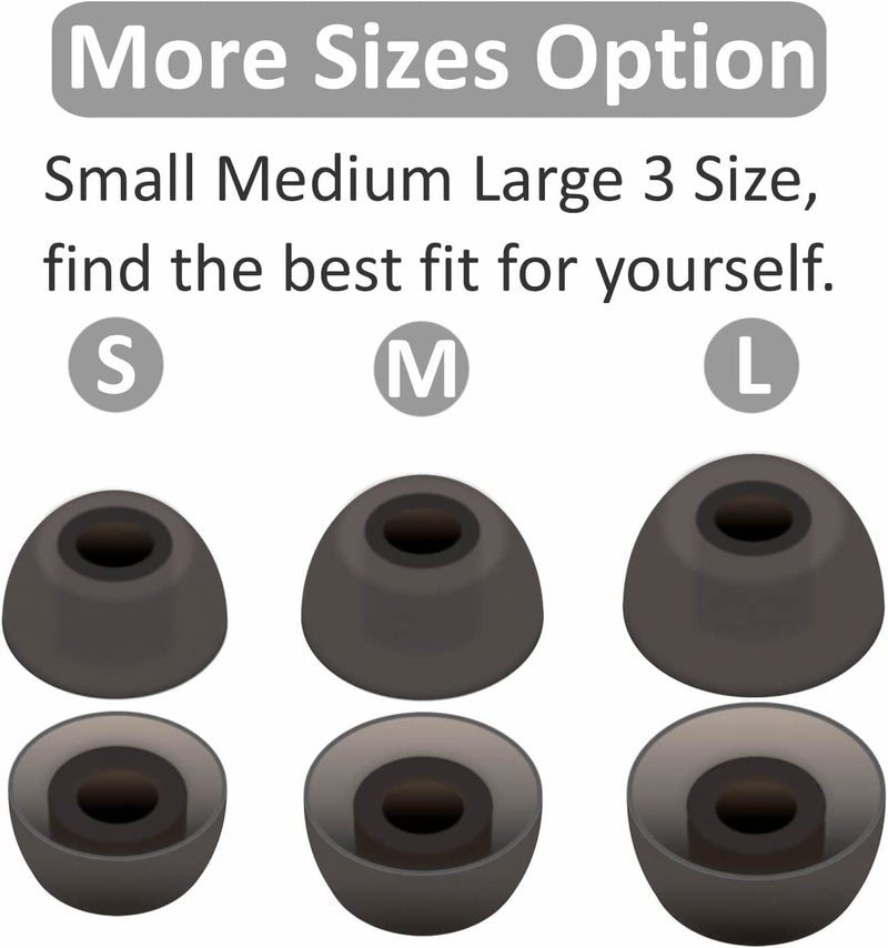 JNSA Replacement Ear Tips Eartips Ear Plug Ear Gels Compatible with Soundcore Sport X10 /Liberty 3 Pro/Air 2 Pro/Life P3i,JNSA Silicone Ear Tip Replacement for Anker Earphone,S/M/L 6 Pairs,Black - Image 4