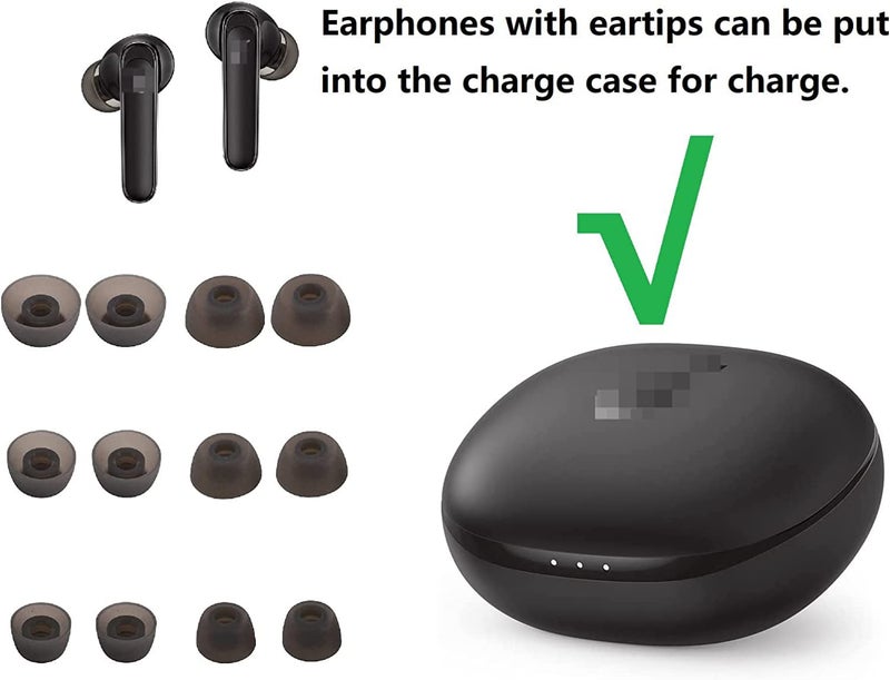 JNSA Replacement Ear Tips Eartips Ear Plug Ear Gels Compatible with Soundcore Sport X10 /Liberty 3 Pro/Air 2 Pro/Life P3i,JNSA Silicone Ear Tip Replacement for Anker Earphone,S/M/L 6 Pairs,Black - Image 2