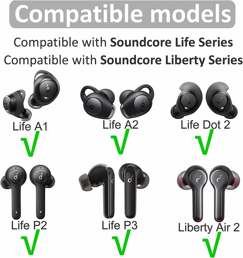 JNSA Replacement Ear Tips Eartips Ear Plug Ear Gels Compatible with Soundcore Sport X10 /Liberty 3 Pro/Air 2 Pro/Life P3i,JNSA Silicone Ear Tip Replacement for Anker Earphone,S/M/L 6 Pairs,Black - Image 3