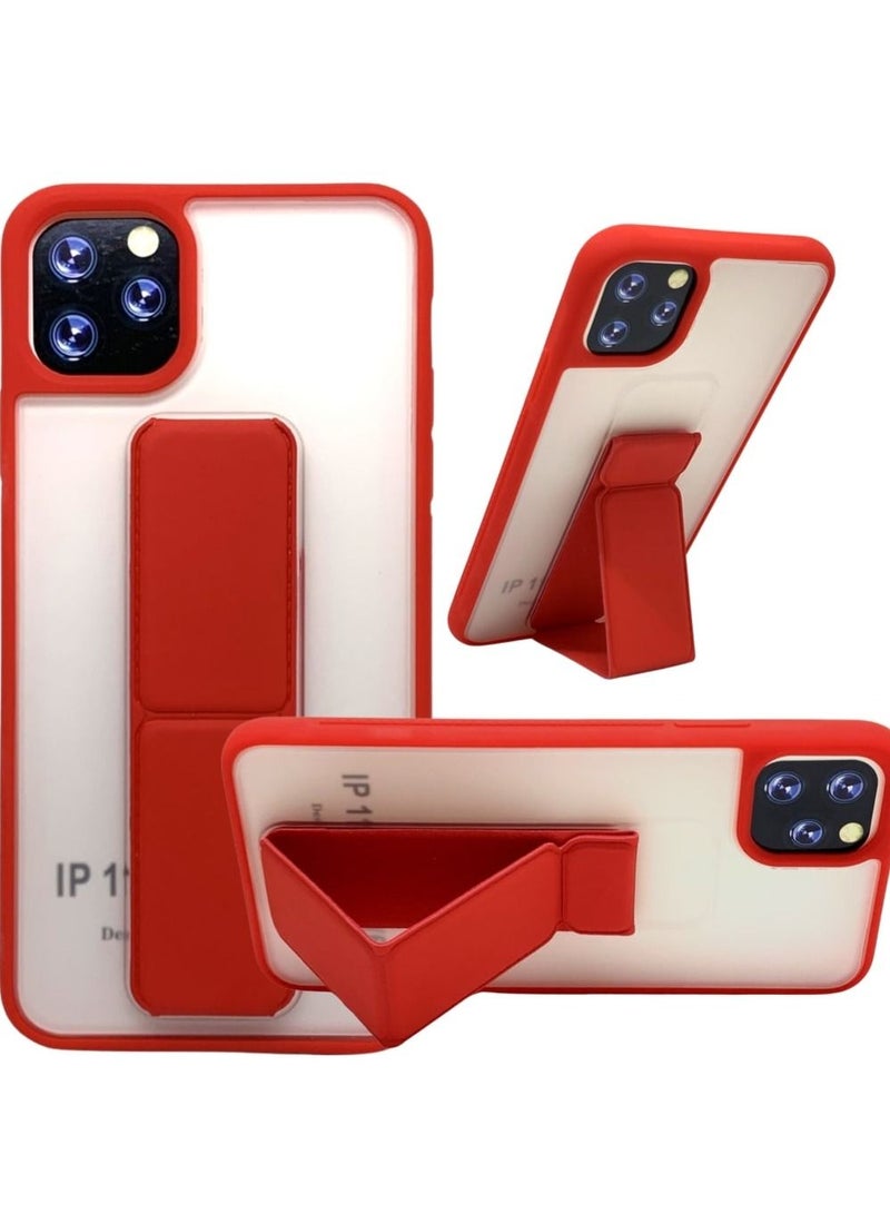 Protective Case Cover With Magnet Holder Hand Grip For iPhone 11 Pro White/Red - Image 1