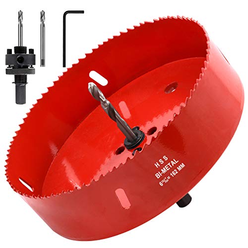 Koopi 6 38 inch Hole Saw with Heavy Duty Arbor 38mm Depth BiMetal Hole Cutter Easily Drilling Wood Plastic Plywood Ceiling Thin Metal for Recessed Lighting Can Lights 162mm Dia