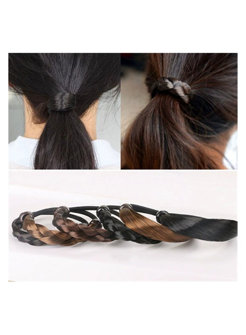 إستيل شريط مرن مع شعر مستعار جديلة شعبية مستقيم الاصطناعية ملحقات الشعر ذيل حصان هيرباند العلاقات الشعر المطاط - Image 1