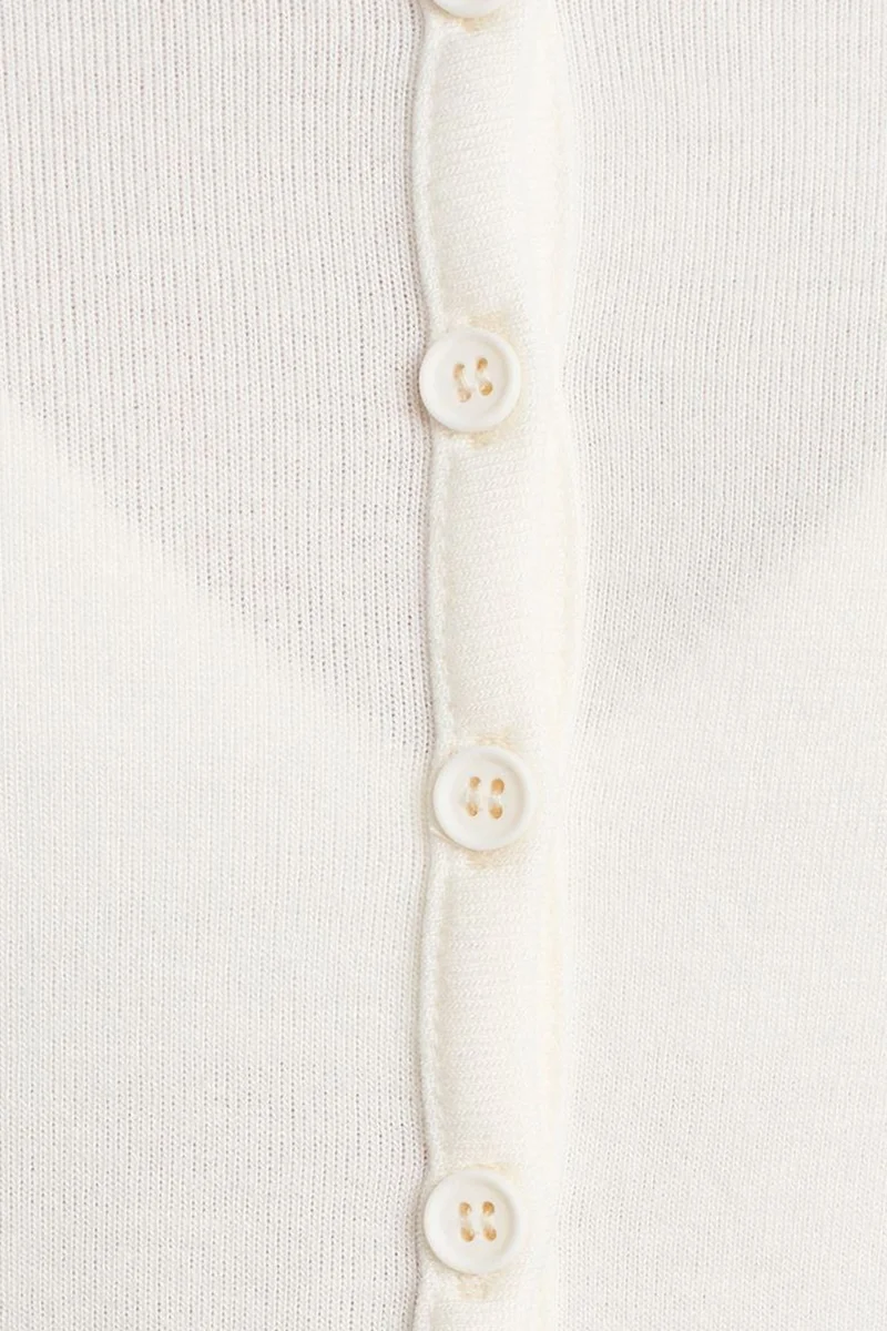 Dilvin Dusty White DILVIN Ribbed Button-Front Cardigan for Women | Best Price UAE