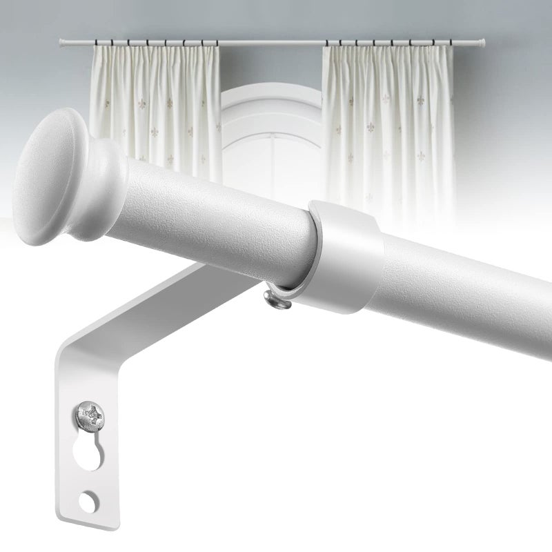 LAKEROD White Curtain Rods for Windows 28 to 50 Inch - 5/8â€ Heavy Duty Curtain Rods Set,Decorative Cafe Drapery Rods with Brackets - Matte Rustic - Image 1