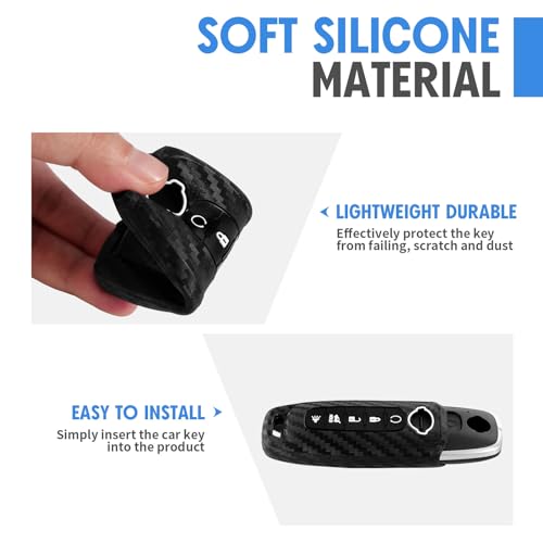 WORCAS 2 Pcs Key Fob Case Carbon Fiber Pattern Silicone Cover Compatible with Nissan Rogue Altima Maxima Muran Pathfinder Sentra Armada Titan Frontier Versa Leaf Frontie 5 Button Keyless Entry Remote - Image 4