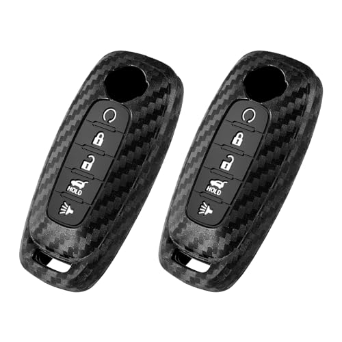 WORCAS 2 Pcs Key Fob Case Carbon Fiber Pattern Silicone Cover Compatible with Nissan Rogue Altima Maxima Muran Pathfinder Sentra Armada Titan Frontier Versa Leaf Frontie 5 Button Keyless Entry Remote - Image 1