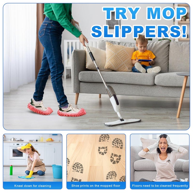 Vowanop Mop Slippers Shoes 5 Pairs (10 Pieces) - Microfiber Cleaning House Mop Slippers, Floor Cleaning Tools Shoe Cover, Soft Machine Washable Reusable Microfiber Foot Socks for House Kitchen Office - Image 3