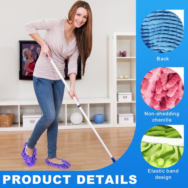 Vowanop Mop Slippers Shoes 5 Pairs (10 Pieces) - Microfiber Cleaning House Mop Slippers, Floor Cleaning Tools Shoe Cover, Soft Machine Washable Reusable Microfiber Foot Socks for House Kitchen Office - Image 4