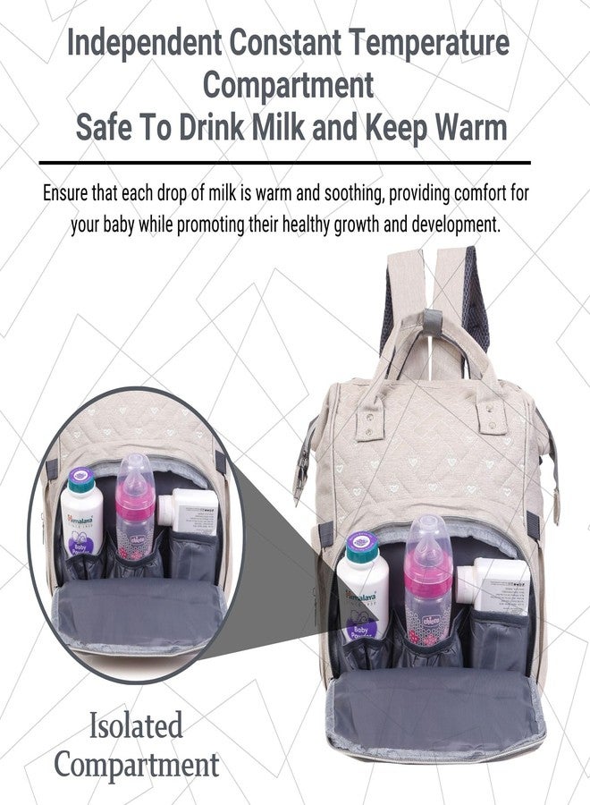 TAG24 Multifunctional Waterproof Diaper Bag for Mothers Travel | Mother Travel Bag With Multi Compartments - Cream - Image 2