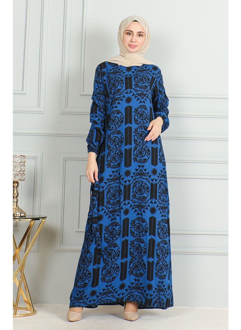 Patterned Belted Viscose Dress 0499-10 Saxe Black - pzsku/ZD88A1FFF80634BBE10CEZ/45/_/1738801201/d933e95f-15a4-4e9b-92aa-6db7b642f0e5