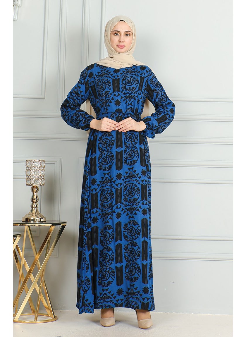 Patterned Belted Viscose Dress 0499-10 Saxe Black - pzsku/ZD88A1FFF80634BBE10CEZ/45/_/1738801204/afad7a82-4b89-4f33-a13b-a724367eaf69