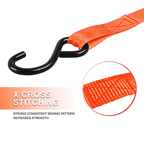 AWELCRAFT Ratchet Straps, 1500 lbs Breaking Strength - Premium 4X 15ft Tie Down Strap Set, 4X Soft Loops for Moving Appliances, Lawn Equipment, Motorcycle (Orange) - Image 5