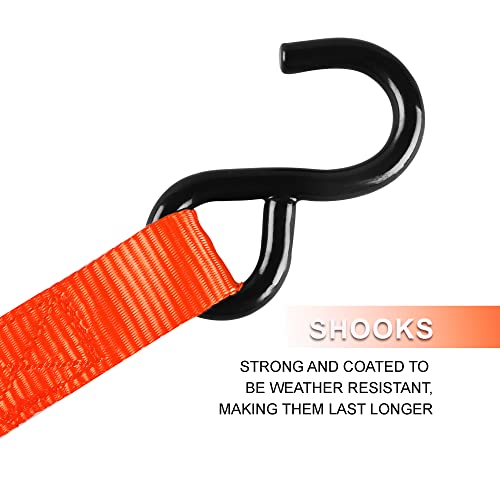 AWELCRAFT Ratchet Straps, 1500 lbs Breaking Strength - Premium 4X 15ft Tie Down Strap Set, 4X Soft Loops for Moving Appliances, Lawn Equipment, Motorcycle (Orange) - Image 4