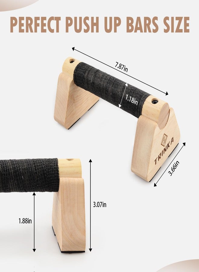 TRINKA Wooden Parallettes Push Up Bars, 2 PCS Wood Calisthenics Bars with Non-Slip Base, 20CM Pushup Handles for Home Fitness, Workout Equipment for Men and Women Strength Training - Image 2