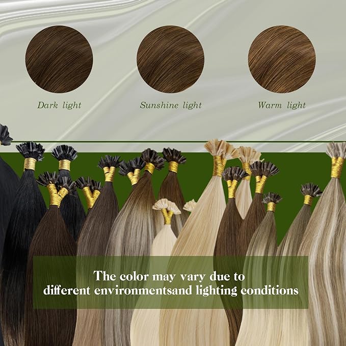 RUNATURE U Tip Hair Extensions Real Human Hair Brown Ombre Blonde 20 Inch 50G 50 Strands Remy Straight Hair Extensions