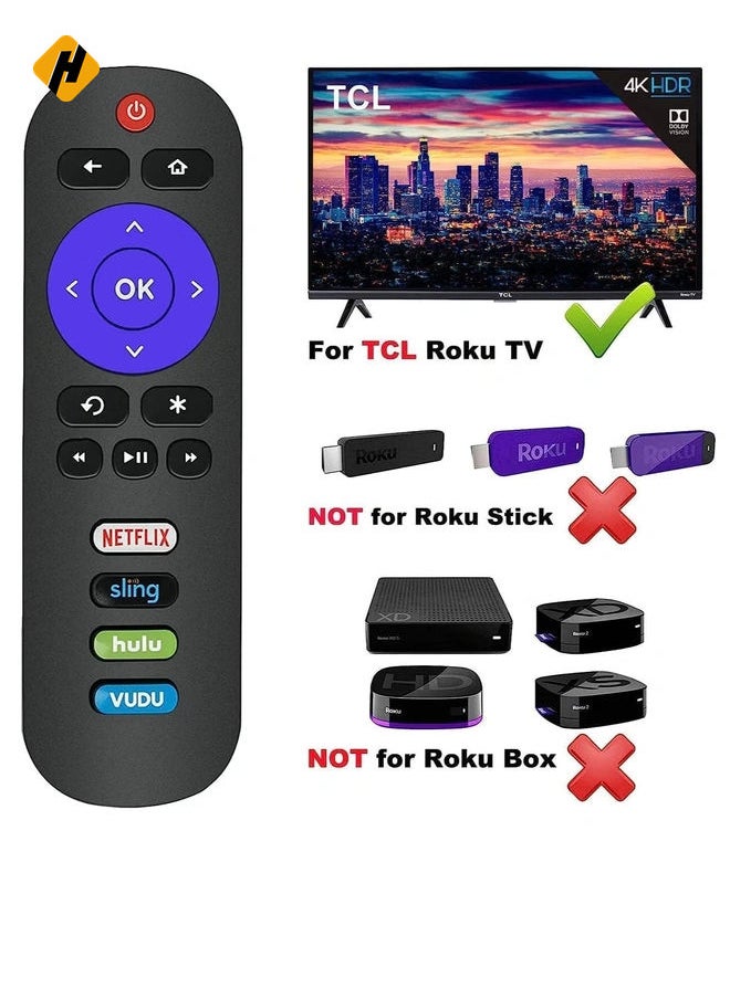 HuHa - RC280 OEM Universal Replacement Remote Control Compatible with All TCL Roku TVs 【Only Works with Roku TVs, Not for Roku Stick and Roku Box】 (Netflix/Sling/Vudu/Hulu) with battery - Image 1