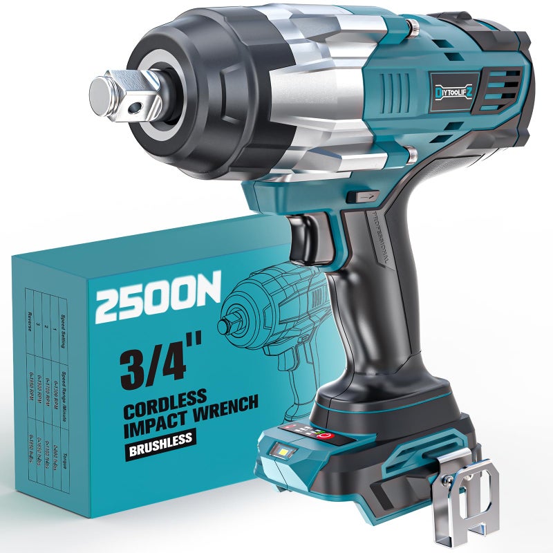 DIYtoolifz 34 Cordless Impact Wrench Compatible with Makita 18V Battery 1850FTLBS2500Nm High Torque Impact Driver AutoStop Reverse 4Speed Heavy Duty Impact for CarTruckMowerBare Tool - Image 2