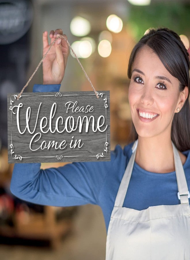 SUPERDANT Meeting Sign for Office Door Double-side Meeting in Progress Welcome Please Come In Hanging Wooden Sign Plaque Door Sign Do Not Disturb Door Hanger Sign Office Signs for Business Welcome Door - Image 3