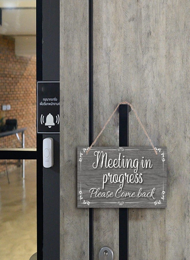 SUPERDANT Meeting Sign for Office Door Double-side Meeting in Progress Welcome Please Come In Hanging Wooden Sign Plaque Door Sign Do Not Disturb Door Hanger Sign Office Signs for Business Welcome Door - Image 4