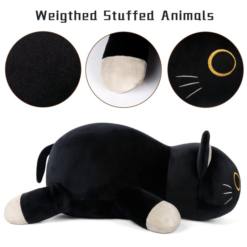 Wepop 24" Black Cat Plush Weighted Stuffed Animals, 4.2lbs Weighted Black Cat Pillow Giant Cat Stuffed Animal Cuddle Plushies Gift for Kids Adults - Image 2