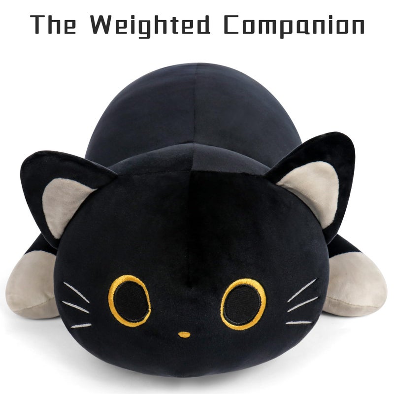 Wepop 24" Black Cat Plush Weighted Stuffed Animals, 4.2lbs Weighted Black Cat Pillow Giant Cat Stuffed Animal Cuddle Plushies Gift for Kids Adults - Image 3