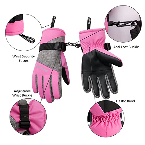 WALSKING Kids Winter Snow&Ski Gloves-3M Thinsulate Waterproof Cold Weather Youth Gloves for Skiing,Snowboarding-Fits Boys and Girls - Image 5