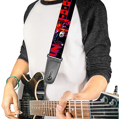 Buckle Down DC Comics Guitar Strap, Harley Quinn Bomb Poses Suits Black Purple Red, 2 Inches Wide - Image 2