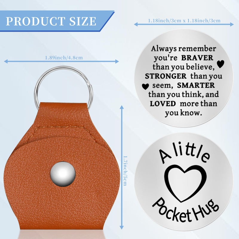 Chambom Pocket Hug Token - Christmas Gifts Long Distance Relationship Keepsake Inspirational Graduation Gift Fatherâ€˜s Day Mothers Day Gifts Friends Gift for Mom with Keychain Stainless Steel Double Sided - Image 3