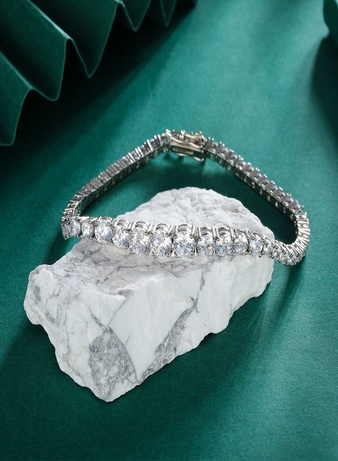 MDFUN Graduated Cubic Zirconia Tennis Bracelet for Women Men 18K White Gold Plated Graduated CZ Bracelet Size 9 inches - Image 3