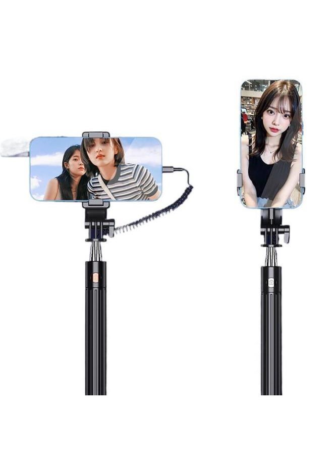 Generic - Mobile Phone Selfie Stick Universal For AppleFor HuaweiVivo Millet Oppo Handheld Mini Wire Control Photo Bracket-Color:Black Type-c Plug - Image 1