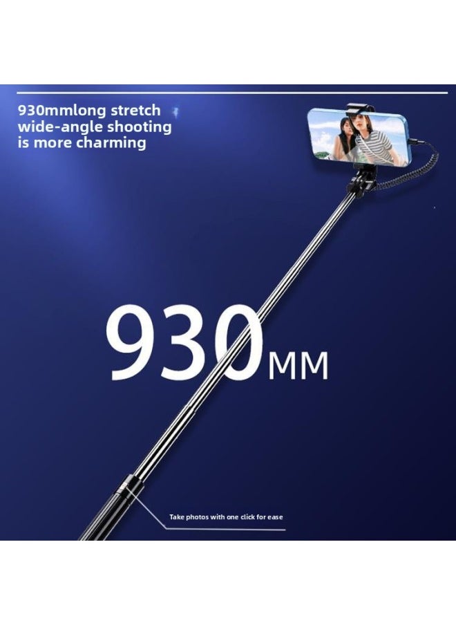 Generic - Mobile Phone Selfie Stick Universal For AppleFor HuaweiVivo Millet Oppo Handheld Mini Wire Control Photo Bracket-Color:Black Type-c Plug - Image 1