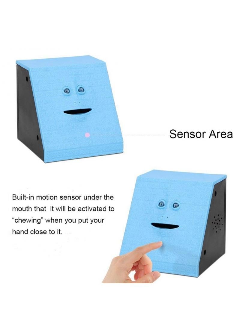general Novelty Coin Money Eating Musical Face Bank Automatic Money Saving Collection Money Bank For Kids Children (Blue Flat) - Image 3