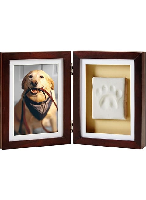 Dog Or Cat Pawprint Tabletop Photo Frame With Clay Imprint Kit Perfect Keepsake Frame For Pet Lovers Tabletop Pet Keepsake Picture Frame Paw Print Making Kit Included 4" X 6" Photo