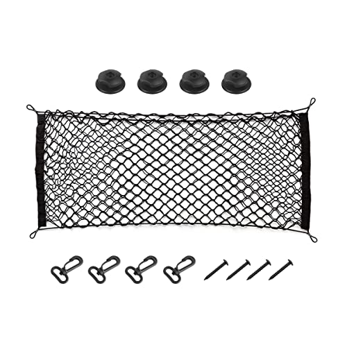 Hanemia Car Rear Cargo Net, Adjustable Elastic Storage Organizer Net, Trunk Cargo Storage Net, Universal Fit for Car, Vehicle, SUV (35.4"x15.8") - Image 1