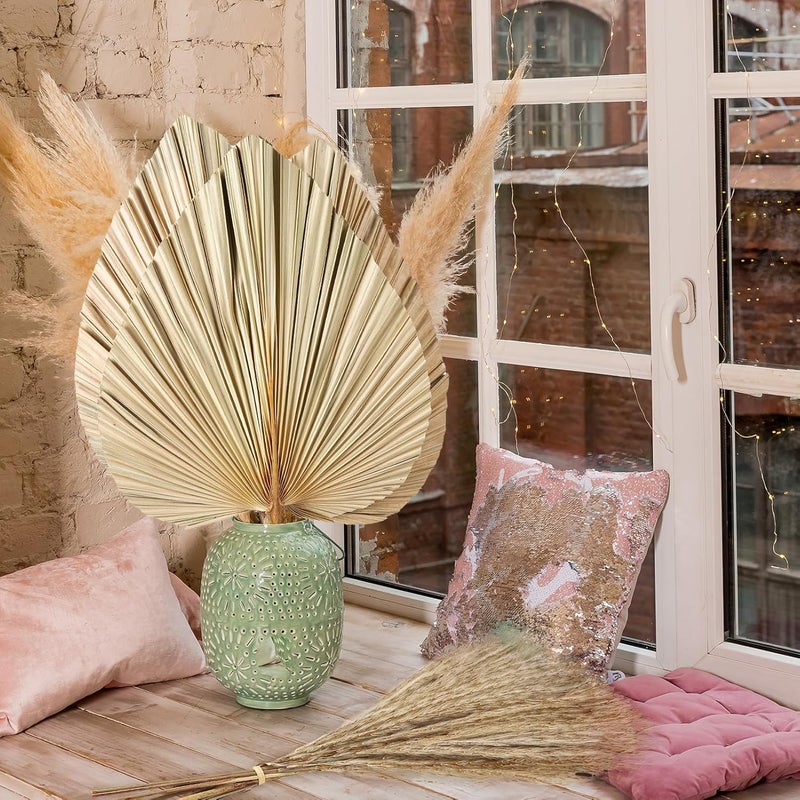 ZhouBoat 105 Pcs Boho Dried Pampas Grass Decor Bulk, Large Dried Palm Spears Bunny Tails Pampas Reed Grass Dried Palm Leaves Dried Flower Bouquet Boho Centerpieces for Wedding Home Tables Decor - Image 3