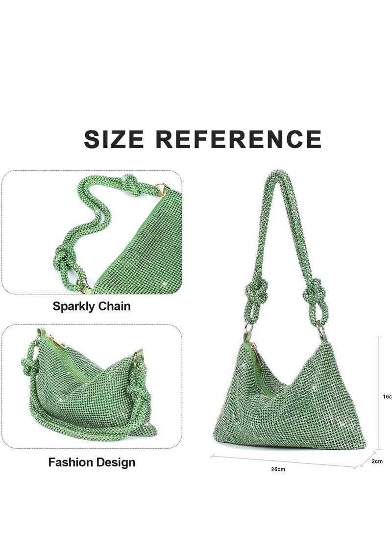 SYOSI Rhinestone Crossbody Bag For Women Golden Clutch Bag Evening Handbag Purse Sparkly Rhinestone Purses Diamante Clutch Bag For Party Bridal Night Bag  Green  - Image 4