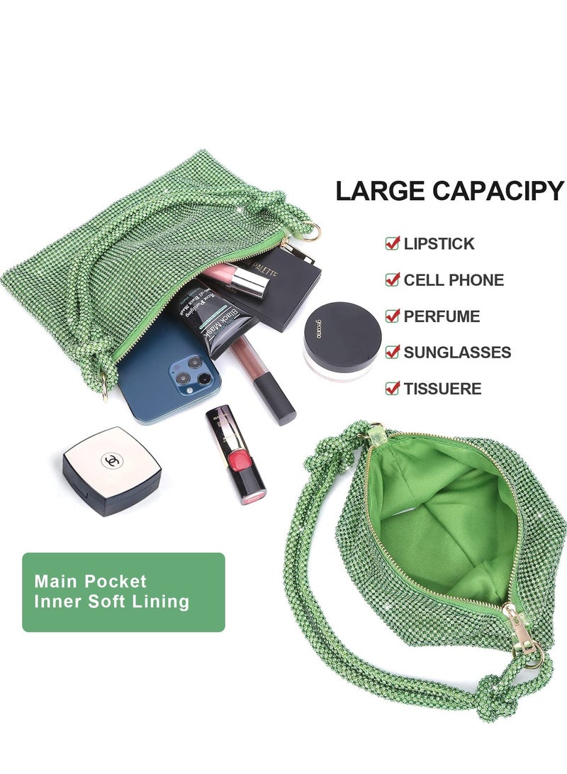 SYOSI Rhinestone Crossbody Bag For Women Golden Clutch Bag Evening Handbag Purse Sparkly Rhinestone Purses Diamante Clutch Bag For Party Bridal Night Bag  Green  - Image 5