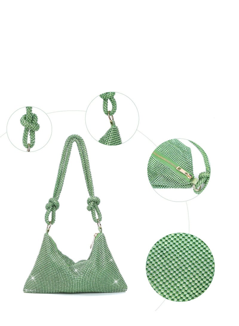 SYOSI Rhinestone Crossbody Bag For Women Golden Clutch Bag Evening Handbag Purse Sparkly Rhinestone Purses Diamante Clutch Bag For Party Bridal Night Bag  Green  - Image 3