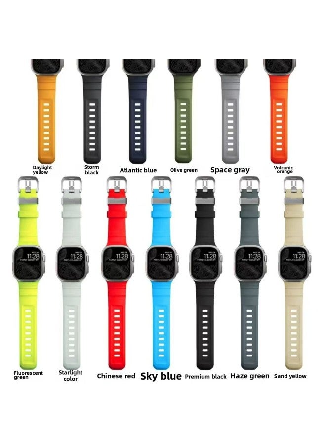 For Iwatch Ultra1/2 For Apple Watch S10 Wild Trail Silicone For Apple Watch 49mm Strap-Color:Space Gray-Dimensions:42/44/45/46/49mm Black Buckle  - Image 1