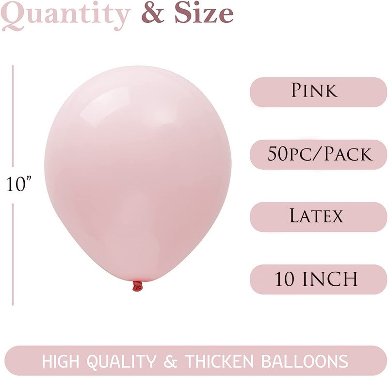 atorakushon Latex Pink Color 10" Inch Pastel Balloons Pack Of 50pcs Best For Theme Party Decoration Happy Birthday Party Supplies Wedding Anniversary Office Party Purpose House party - Image 2