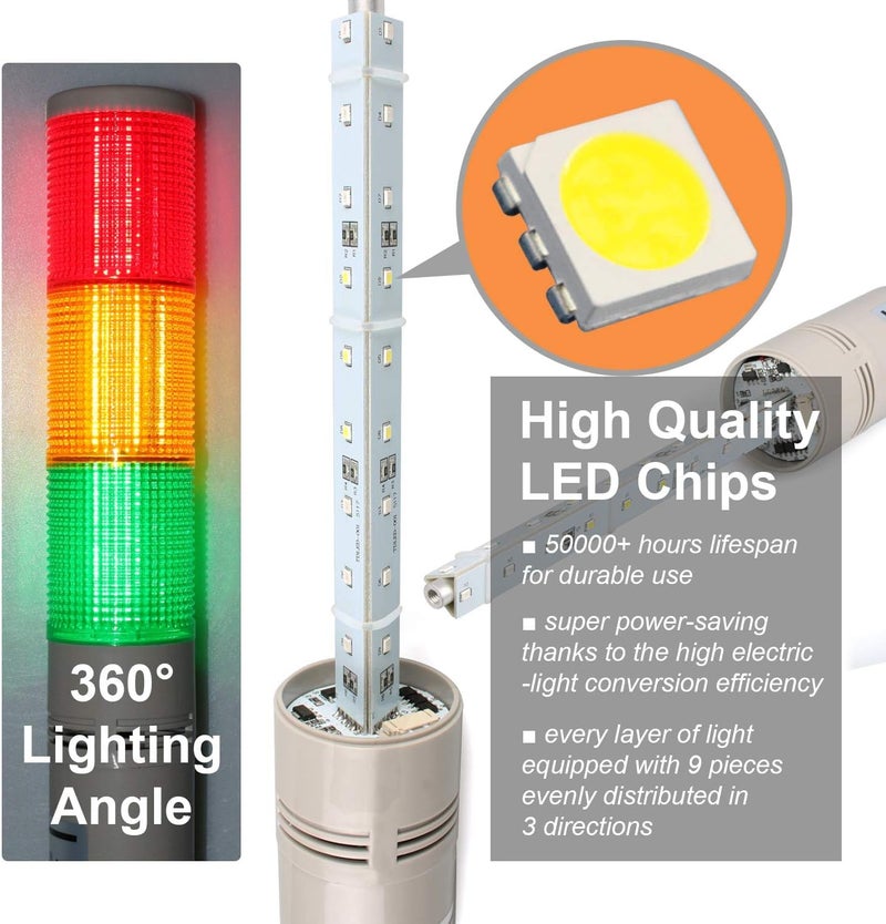 Litost Litost 2 Layer Stack Light Signal Tower Light with Buzzer 24 Volt DC 2 Tier REDGreen  - Image 4