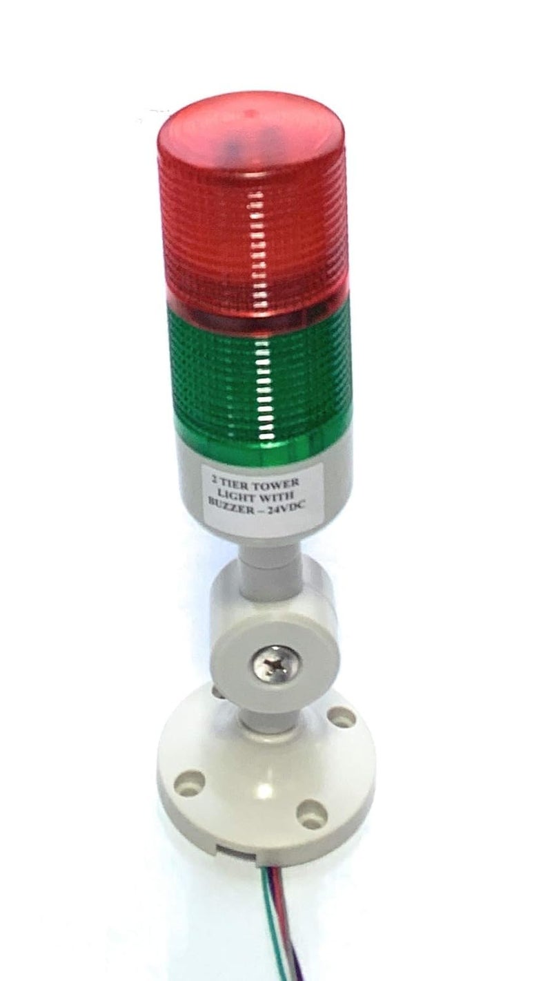 Litost Litost 2 Layer Stack Light Signal Tower Light with Buzzer 24 Volt DC 2 Tier REDGreen  - Image 2