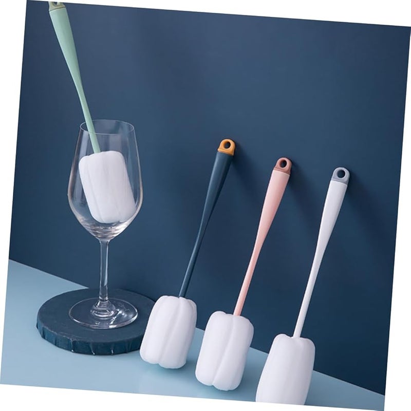 4Pcs Sponge Cleaning Brush Set with Long Handle for Bottles and Cups Replaceable Heads - Image 5