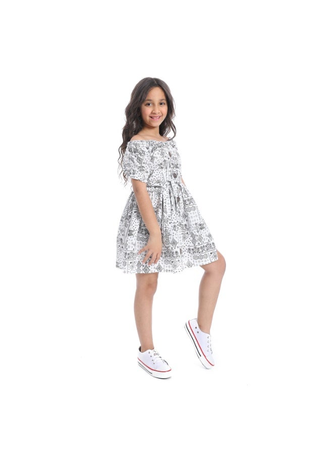 Andora Girls Dress _ White & Black - Image 3