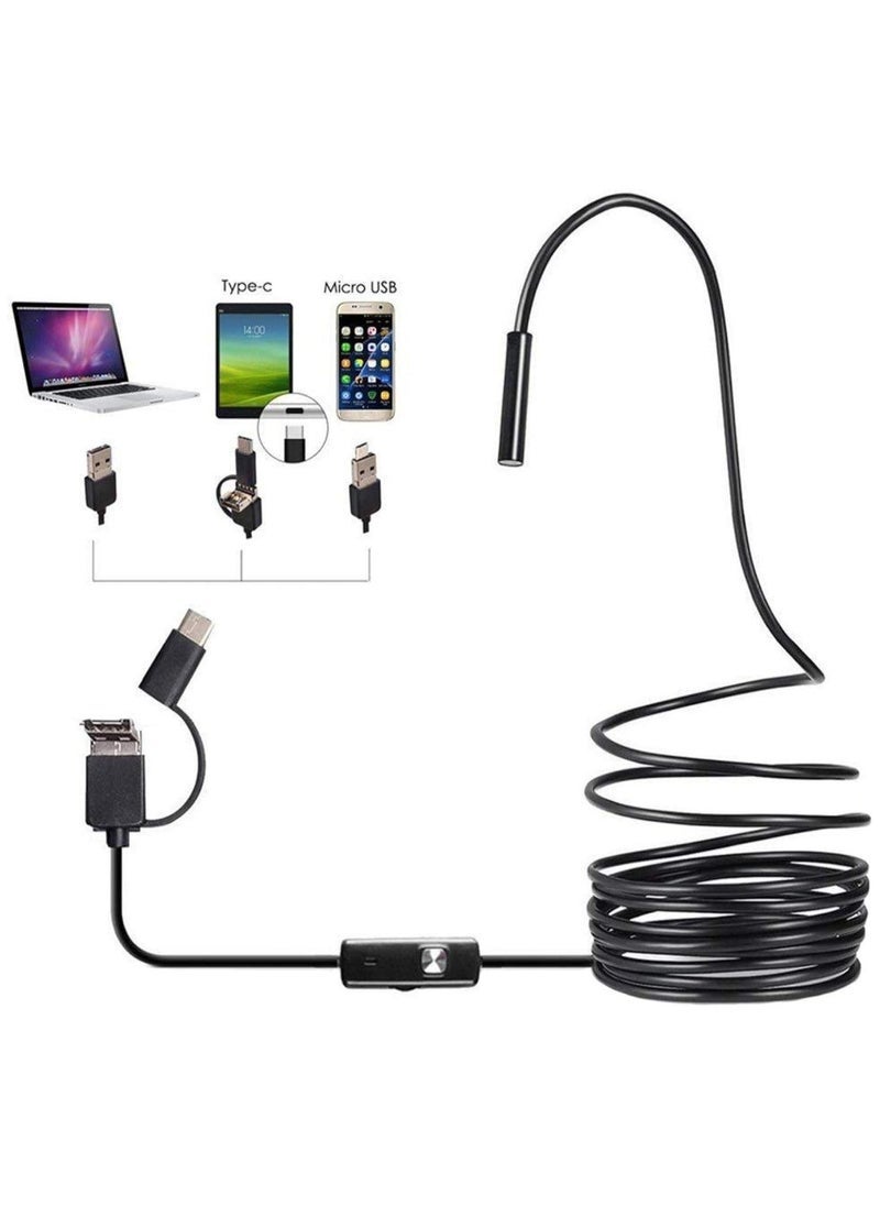 Gravity 3-in-1 Type-C USB Inspection Camera for Industrial, Waterproof Tube Sink Drain Pipe Camera with 6 Led Light, Adjustable Brightness Industrial Borescope HD Camera(Size:2m) - Image 1