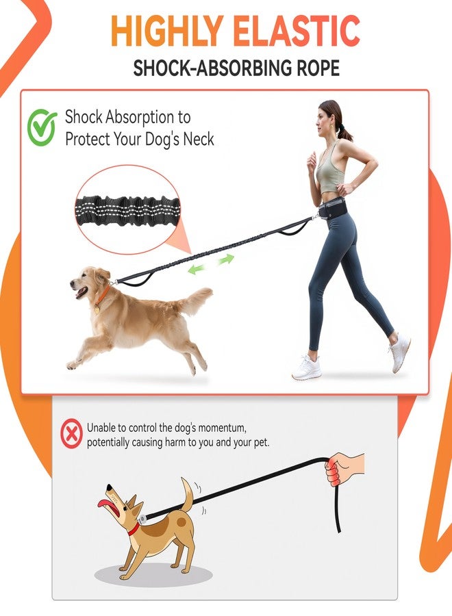 طوق كلاب PETCOOZ بدون استخدام اليدين مع حزام خصر وحقيبة بسحاب، طوق خصر متين للجري والمشي والهرولة والتنزه، طوق تحكم عاكس احترافي مقاوم للتشابك للكلاب الكبيرة والمتوسطة الحجم - Image 5