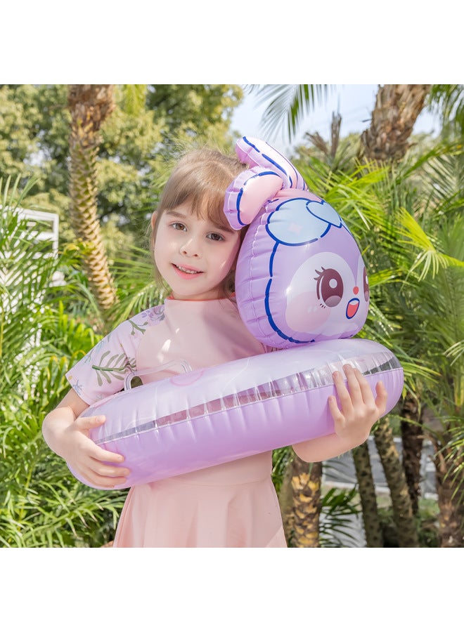 Generic Shinohara Children's Swimming Ring For Boys And Girls Purple Rabbit Seat Ring Baby Thickened Inflatable Swimming Ring With Handle-Inside Diameter After Inflation:Blue-star Fantasy Bow Pants Pocket S - Image 5