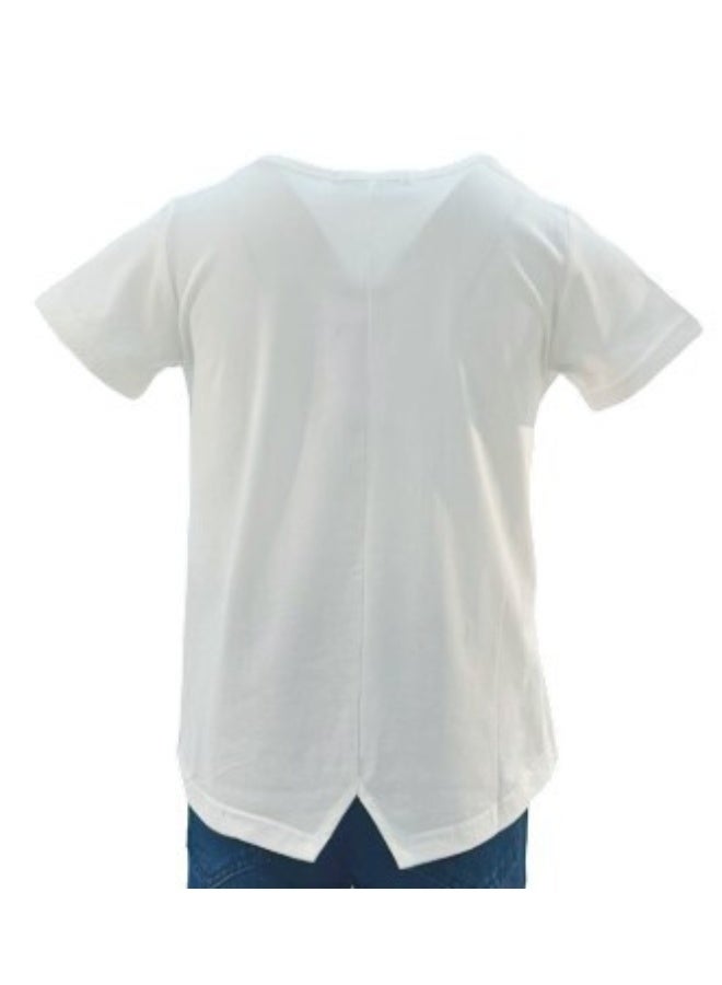 جوانا تي شيرت فتيات برقبة دائرية وأكمام قصيرة بطبعة "أحتاج إلى مساحة أكبر، وداعاً! متزلجة للتزلج في أي مكان" - أبيض - 4 سنوات - Image 5