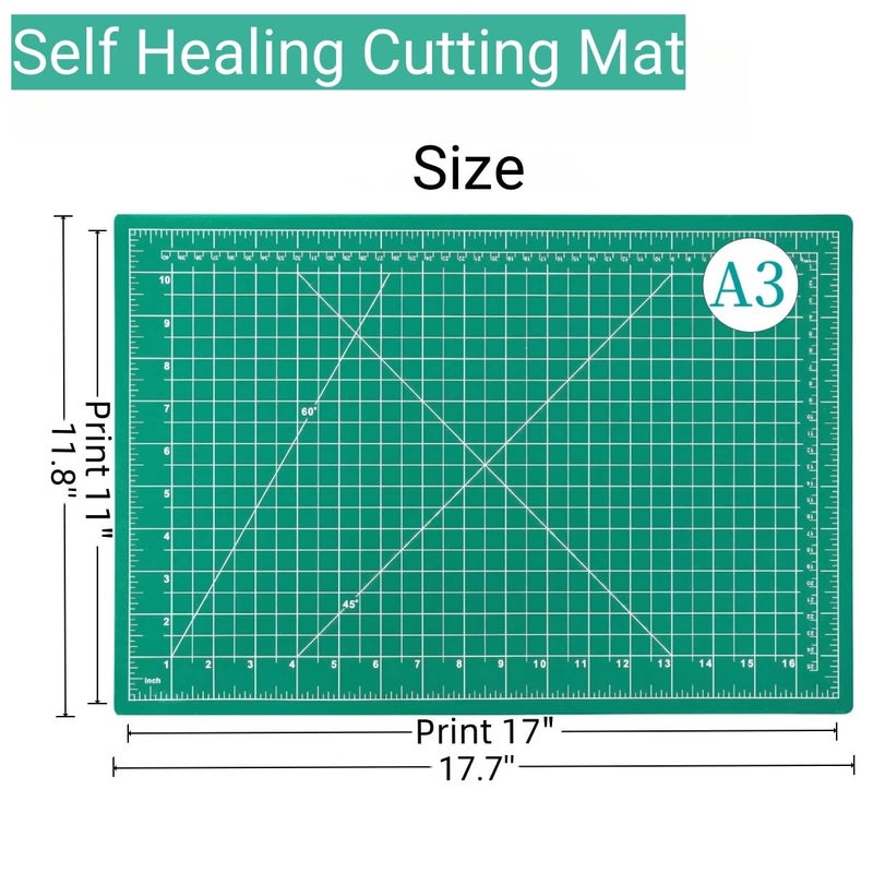 AMASEWART 45mm Rotary Cutter and Mat Set, Fabric Cutter Wheel and 12x18 Inch Self Healing Sewing Cutting Mat, Fabric Rotary Cutter with 5pcs Rotary Blades for Quilting Patchworking Crafts, Turquoise - Image 2